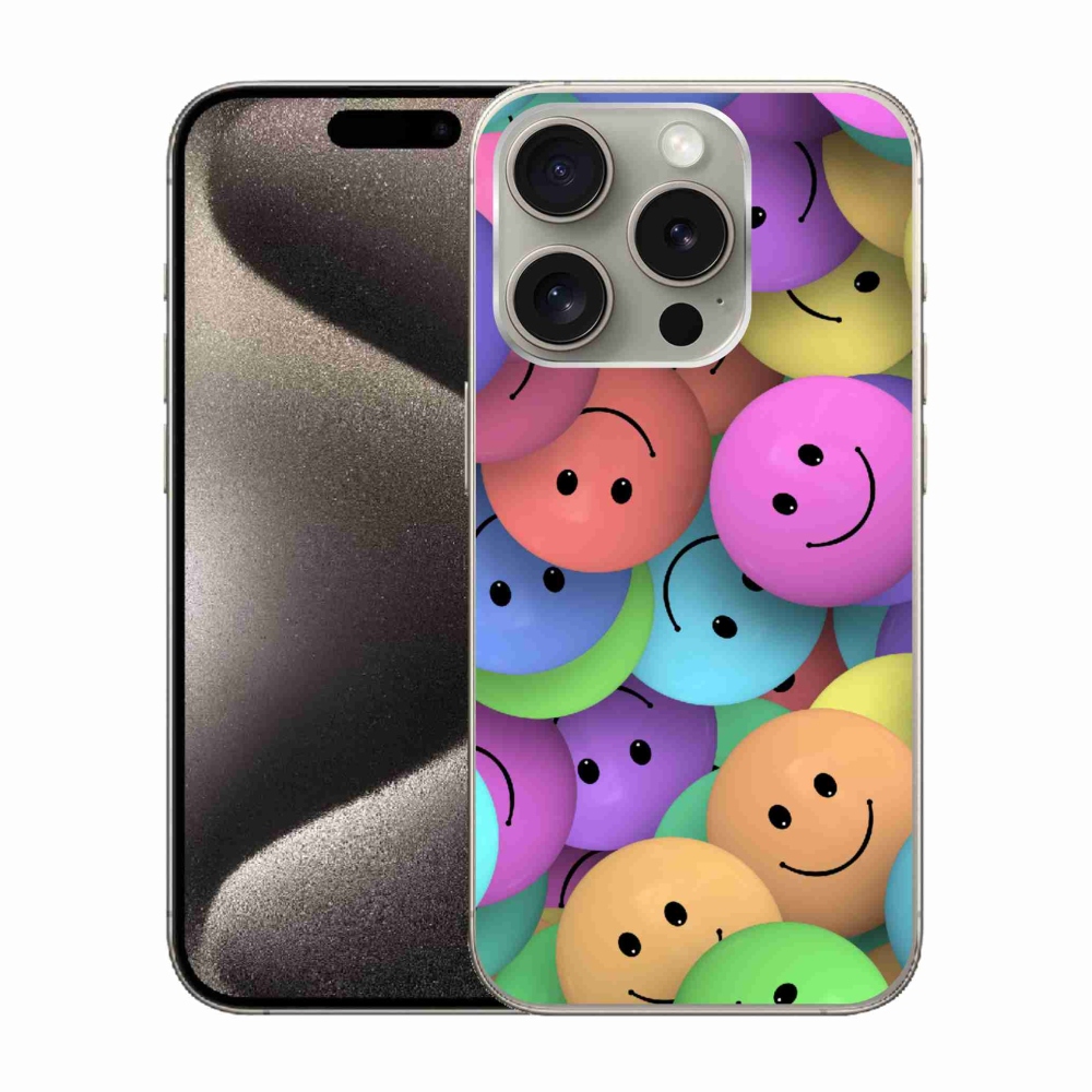 Gelový kryt mmCase na iPhone 15 Pro - barevní smajlíci