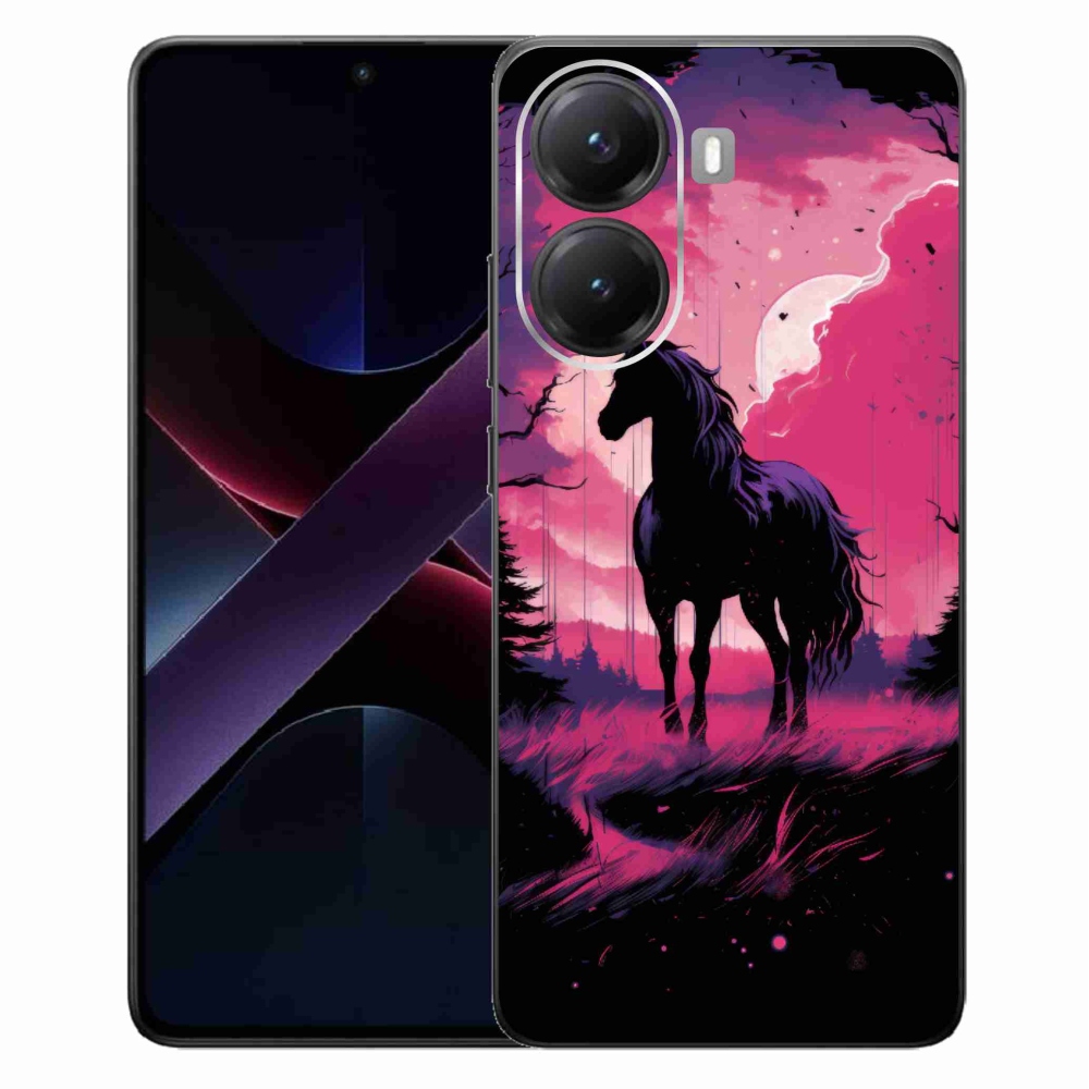 Gelový kryt mmCase na Xiaomi Poco X7 Pro 5G - černý kreslený kůň 1