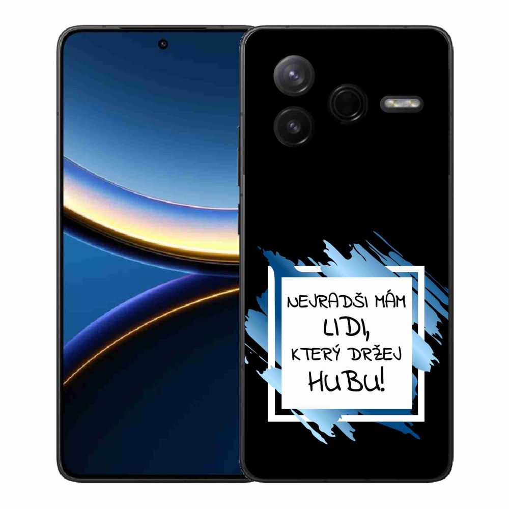 Gelový kryt mmCase na Xiaomi Poco F7 Pro - vtipný text 7 bíločerné pozadí