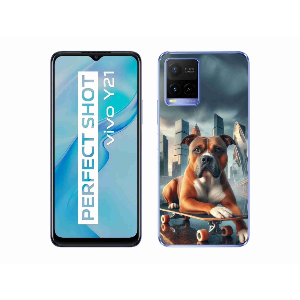 Gelový kryt mmCase na Vivo Y21/Y21s/Y33s - pes na skateboardu