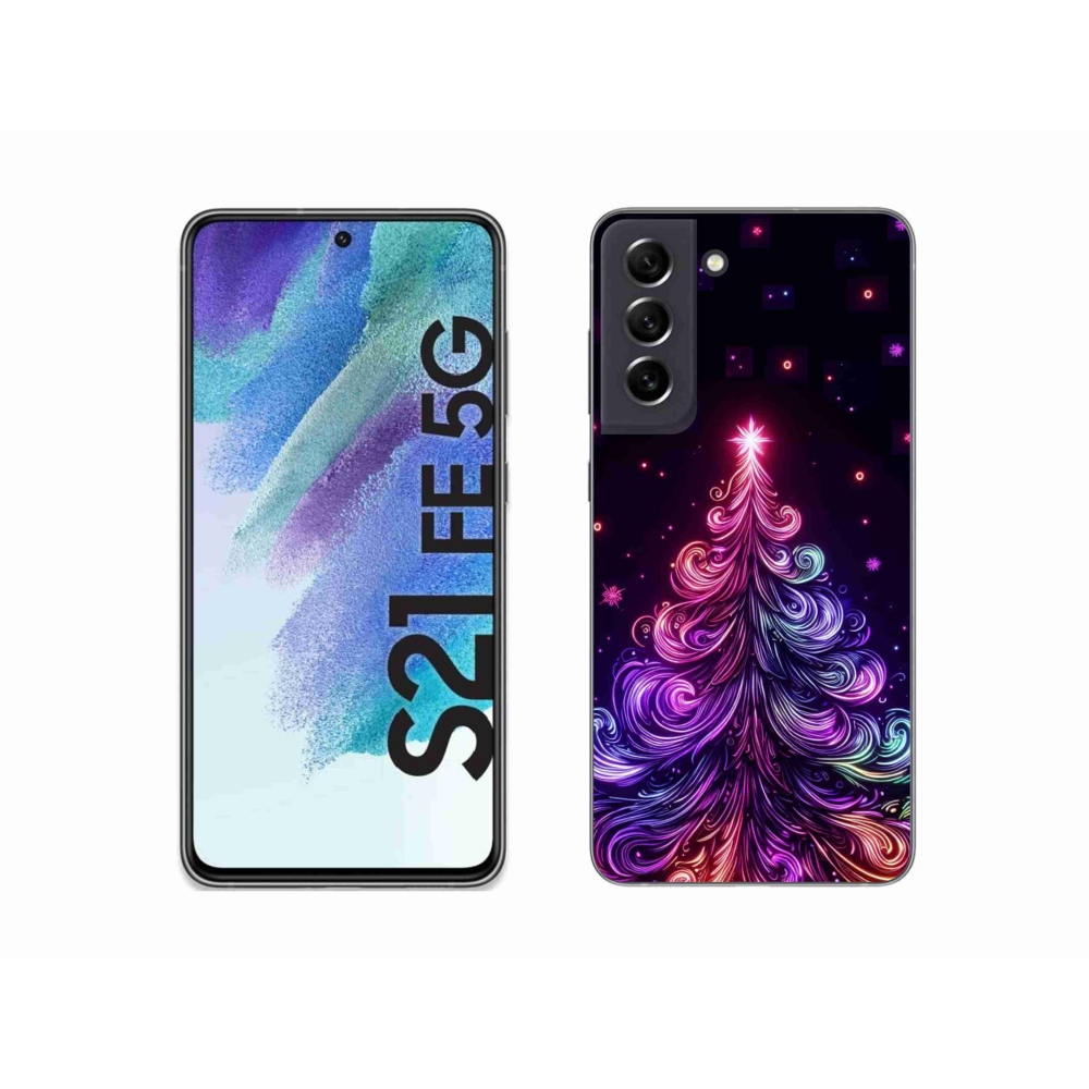 Gelový kryt mmCase na Samsung Galaxy S21 FE 5G - neonový vánoční stromek 1