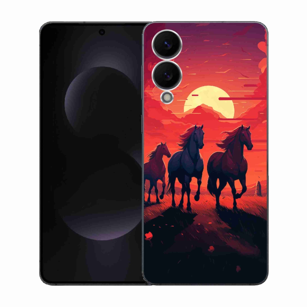 Gelový kryt mmCase na Samsung Galaxy S25 Edge - koně a západ slunce