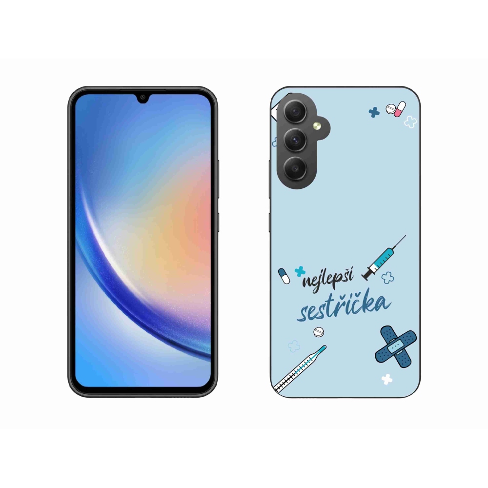 Gelový kryt mmCase na Samsung Galaxy A34 5G - nejlepší sestřička modré pozadí