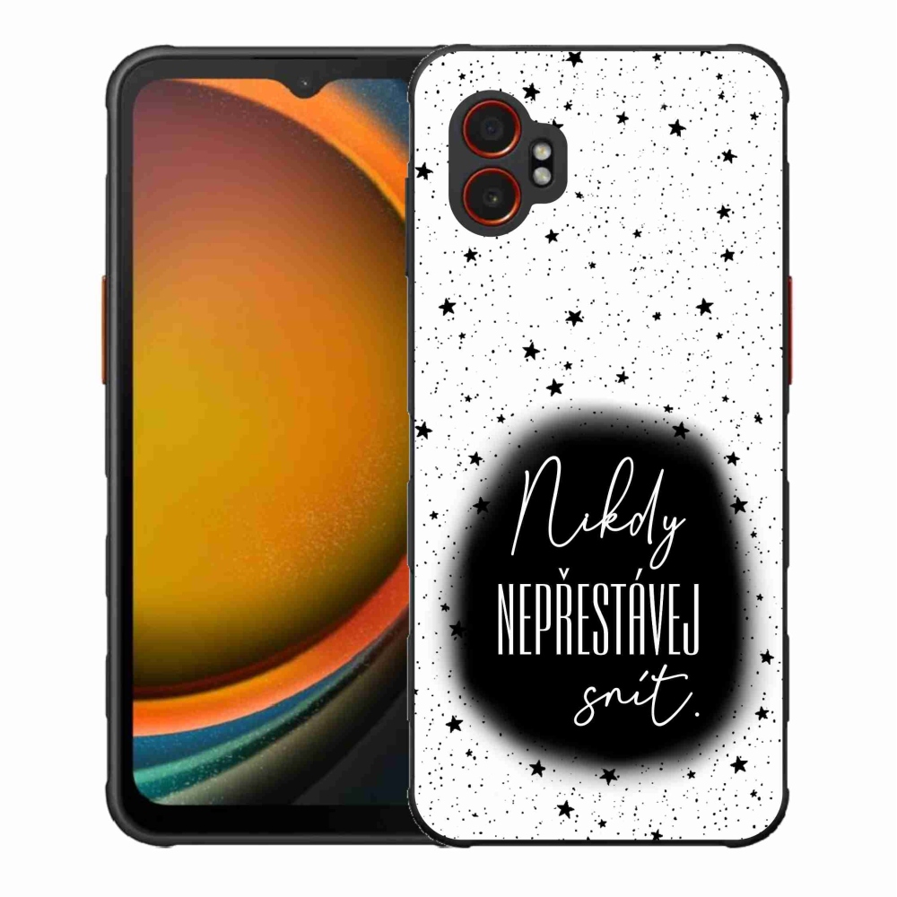 Gelový kryt mmCase na Samsung Galaxy Xcover 7 Pro - citát 1 černobílé pozadí