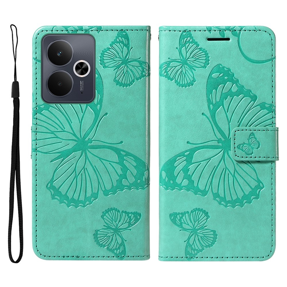 Big Butterfly knížkové pouzdro na Realme 14 5G/14T 5G - modrozelené