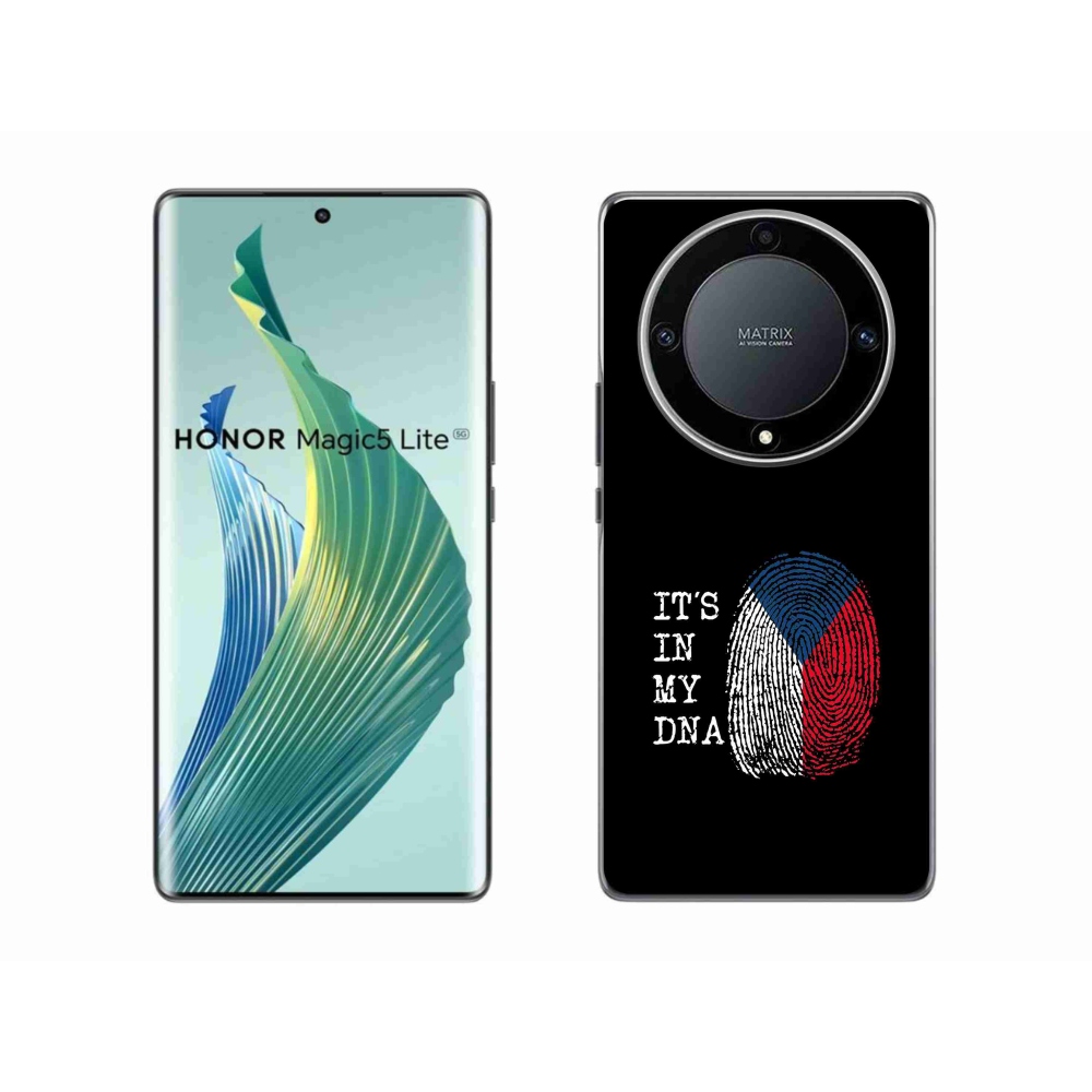 Gelový kryt mmCase na Honor Magic 5 Lite 5G - vlajka otisk prstu černé pozadí