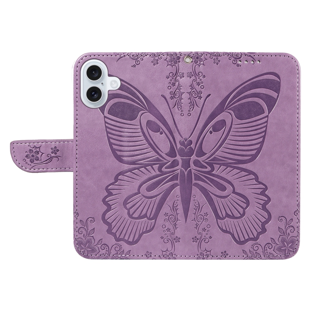 Floral Butterfly knížkové pouzdro na iPhone 17 - světlefialové