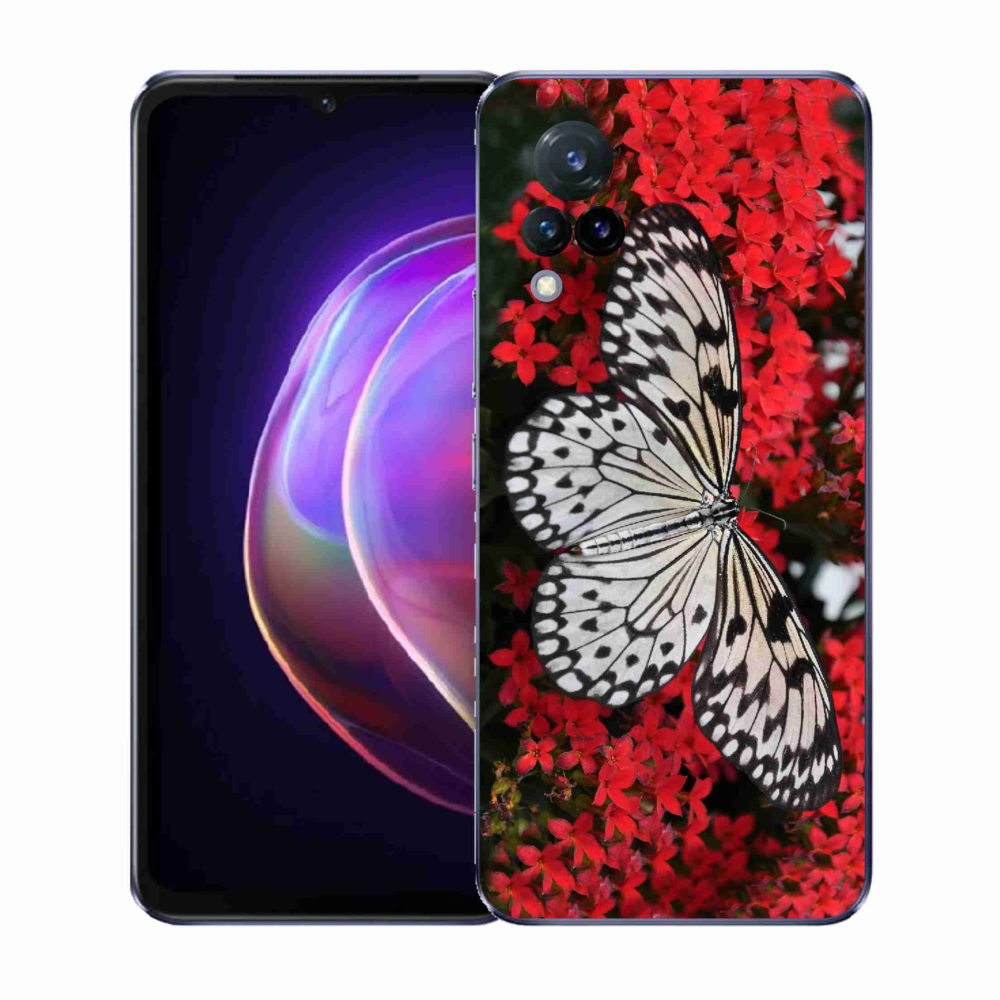 Gelový kryt mmCase na Vivo V21 4G/5G - černobílý motýl 1