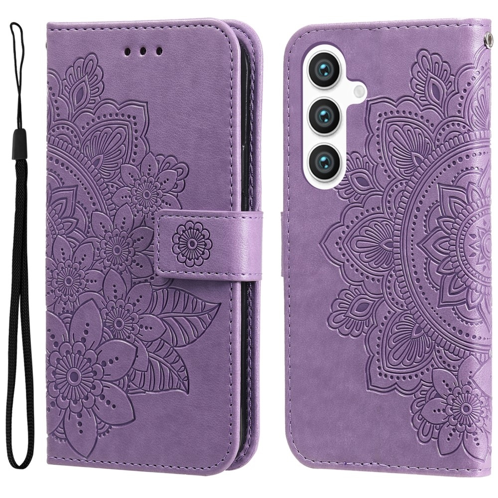 Floral knížkové pouzdro na Samsung Galaxy S25+ - fialové