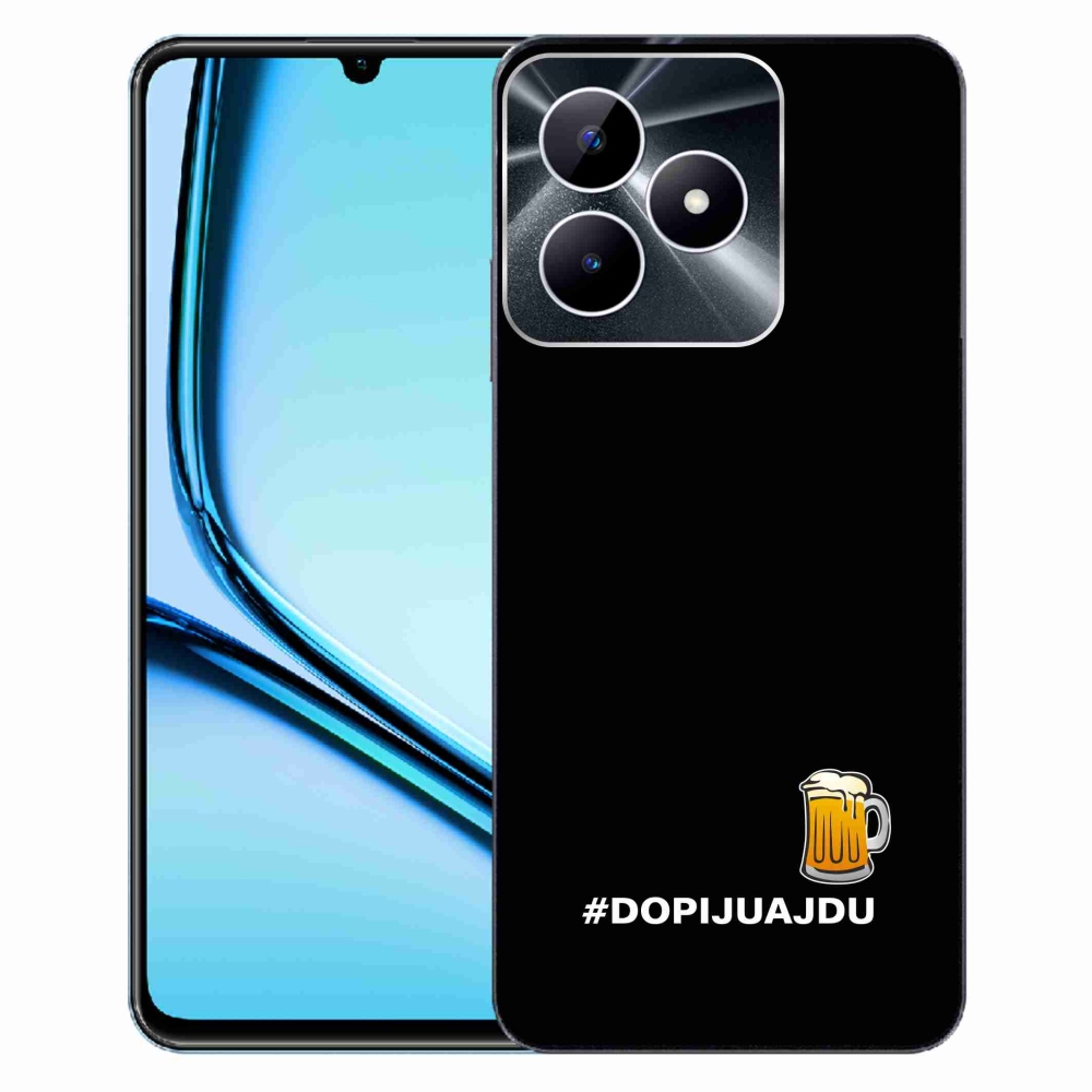 Gelový kryt mmCase na Realme Note 50 - pivní motiv 1 černé pozadí