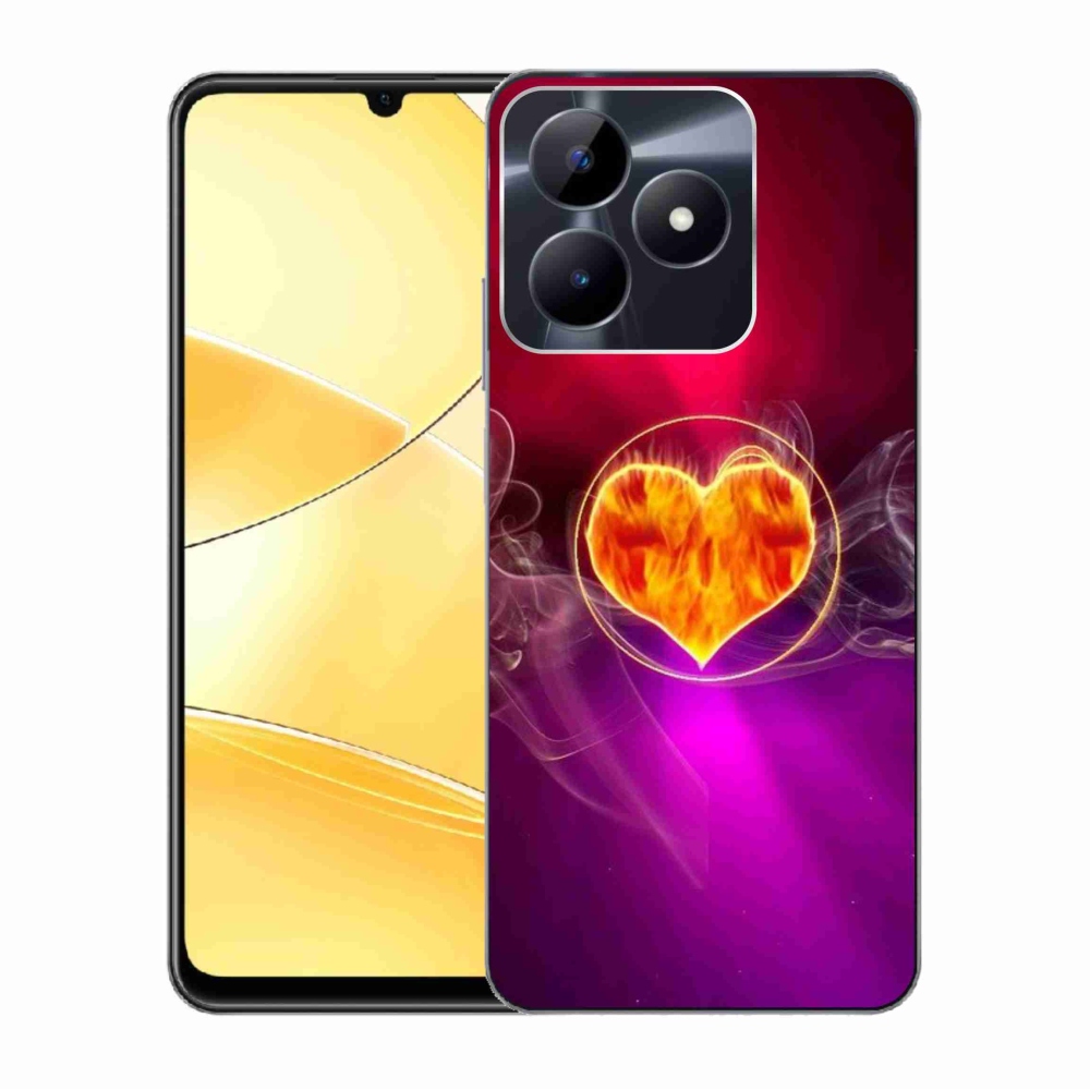 Gelový kryt mmCase na Realme C51/C53 - ohnivé srdce