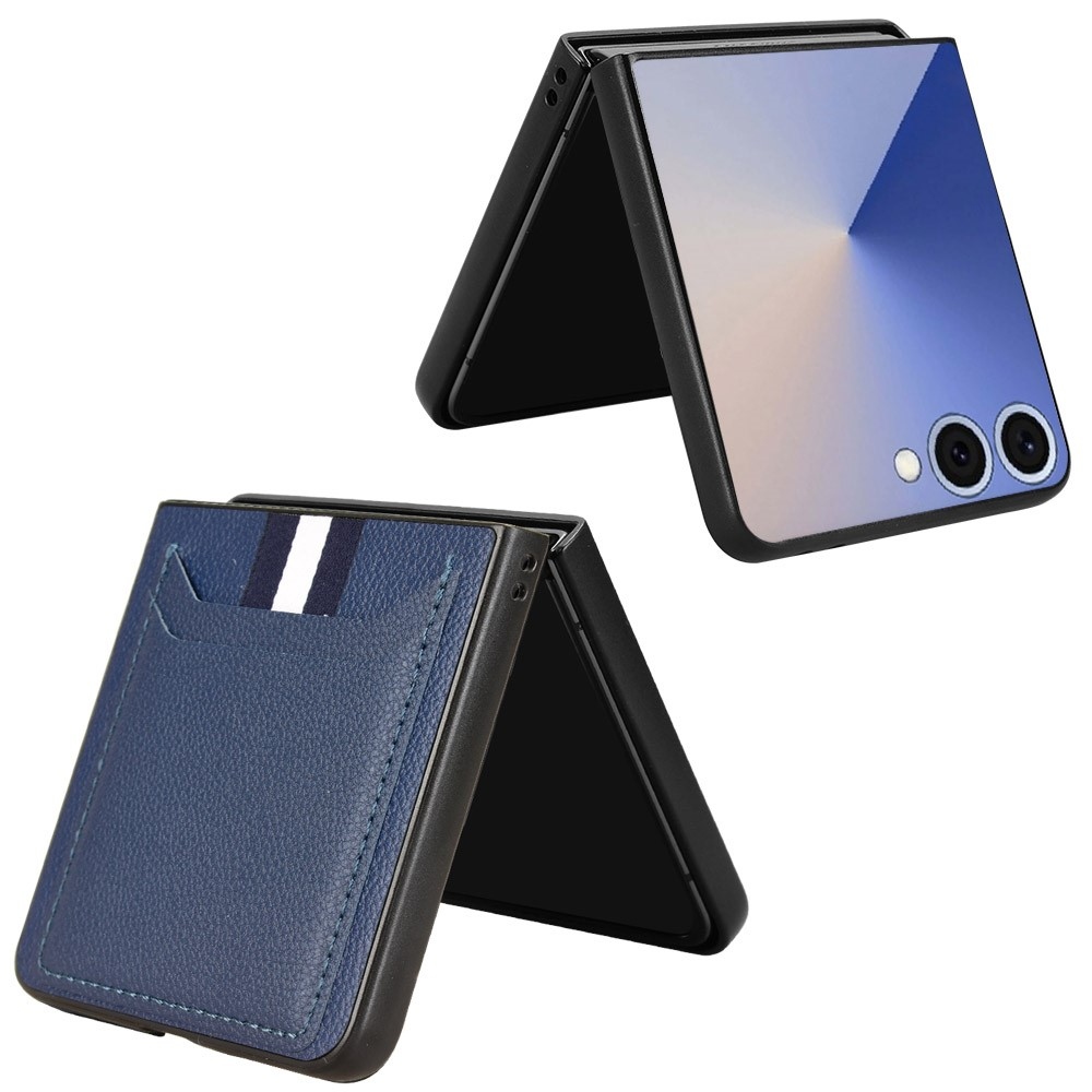 Combi plastový kryt s umělou kůží na Samsung Galaxy Z Flip7 5G - modrý