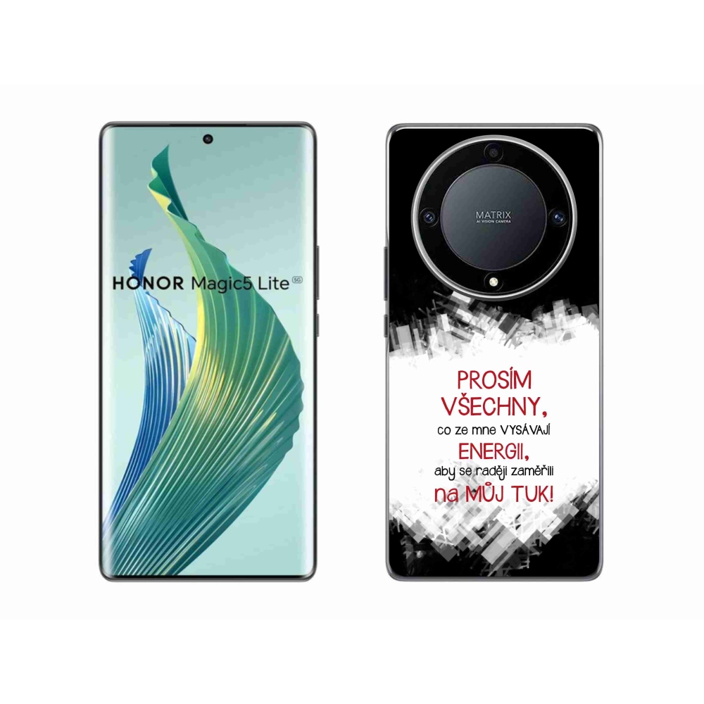 Gelový kryt mmCase na Honor Magic 5 Lite 5G - vtipný text 1 červený