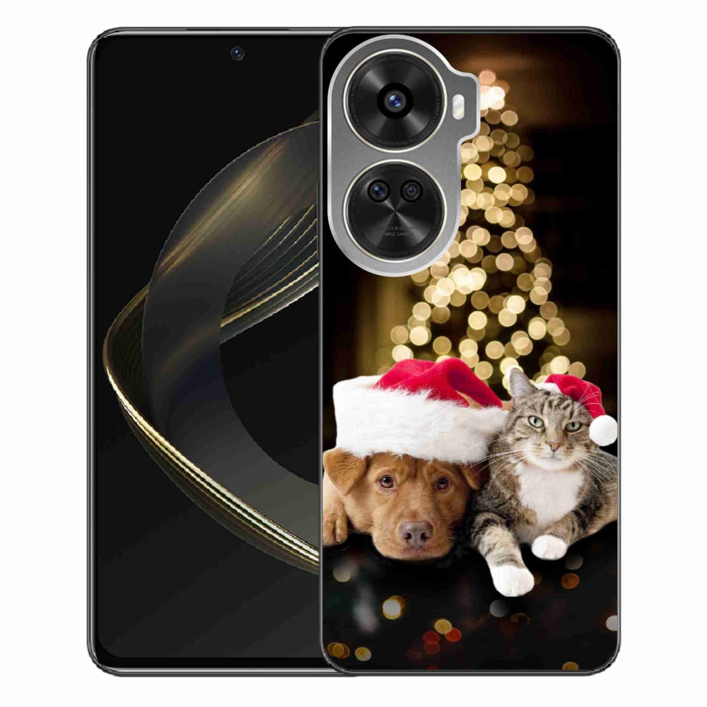 Gelový kryt mmCase na Huawei Nova 12 SE - vánoční pes a kočka