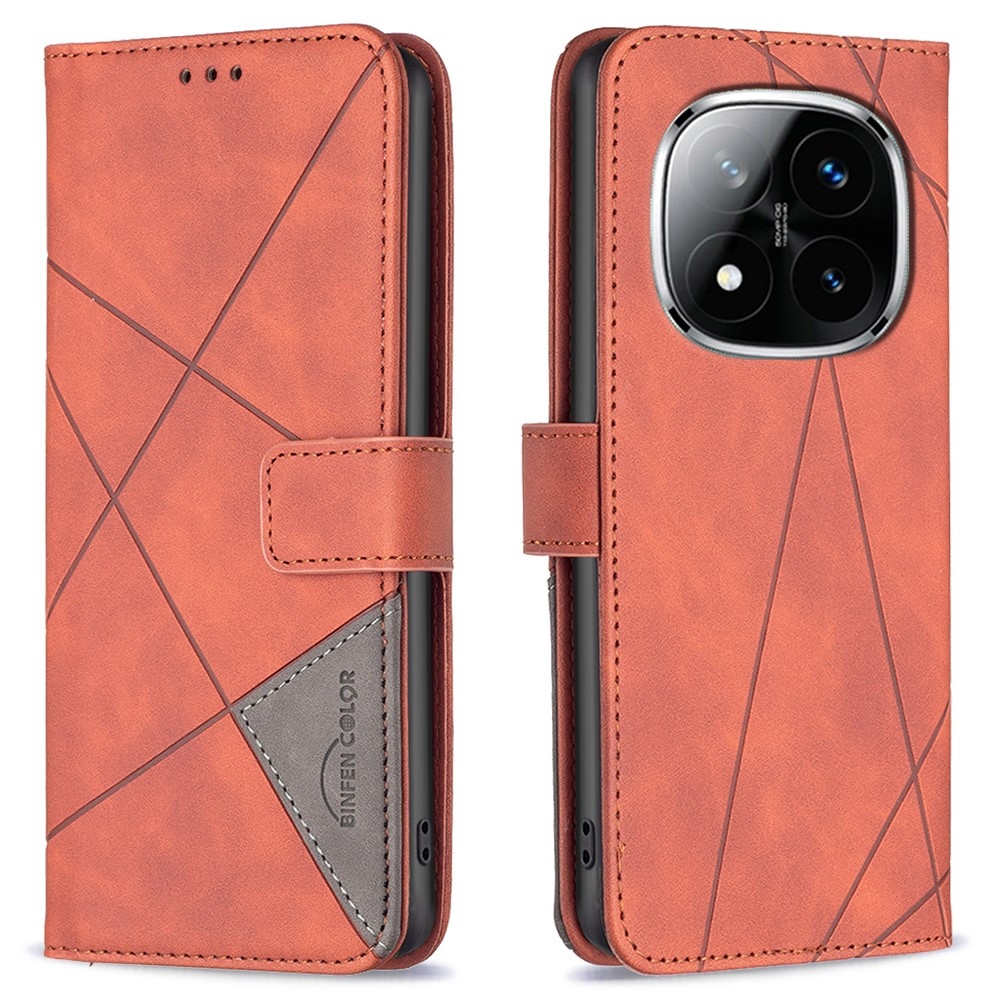 BNF Triangle knížkové pouzdro na Xiaomi Redmi Note 14 Pro - hnědé