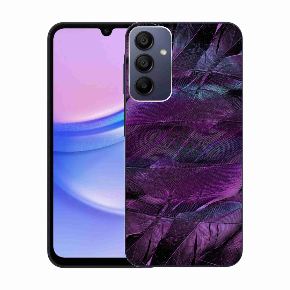 Gelový kryt mmCase na Samsung Galaxy A15 4G/5G - fialová pírka