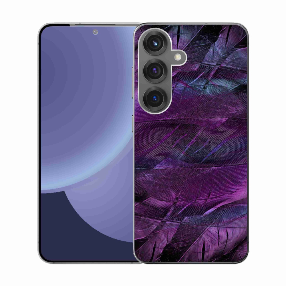 Gelový kryt mmCase na Samsung Galaxy S25 - fialová pírka