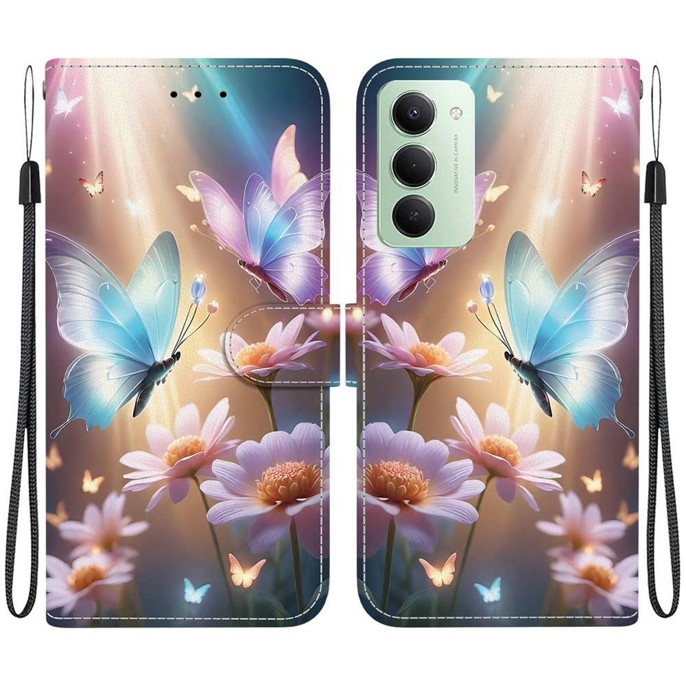 Versatile knížkové pouzdro na Xiaomi Redmi 15 4G (171mm) - motýli a kopretiny