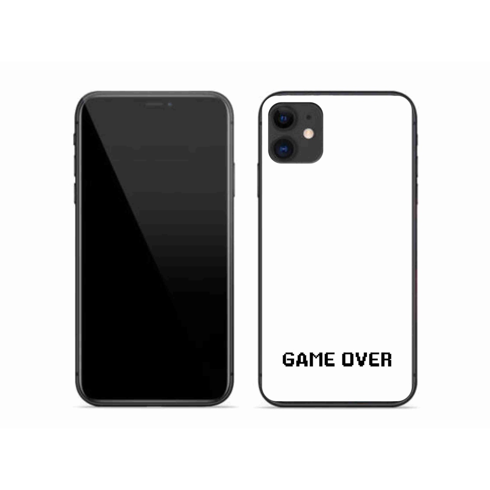 Gelový kryt mmCase na iPhone 11 - game over bílé pozadí