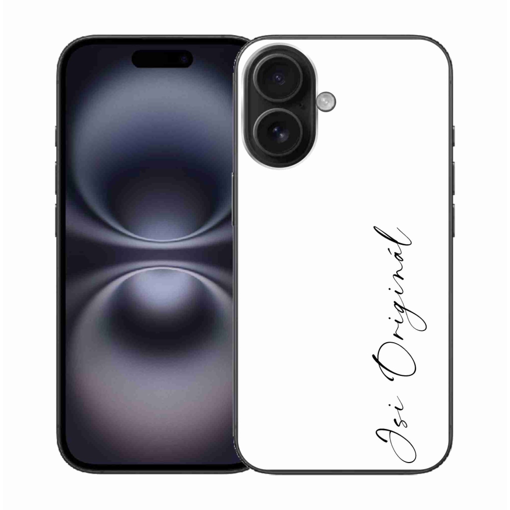 Gelový kryt mmCase na iPhone 16 - jsi originál bílé pozadí