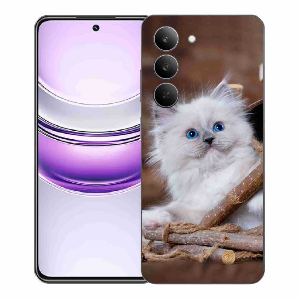 Gelový kryt mmCase na Realme 14x 5G - bílé kotě