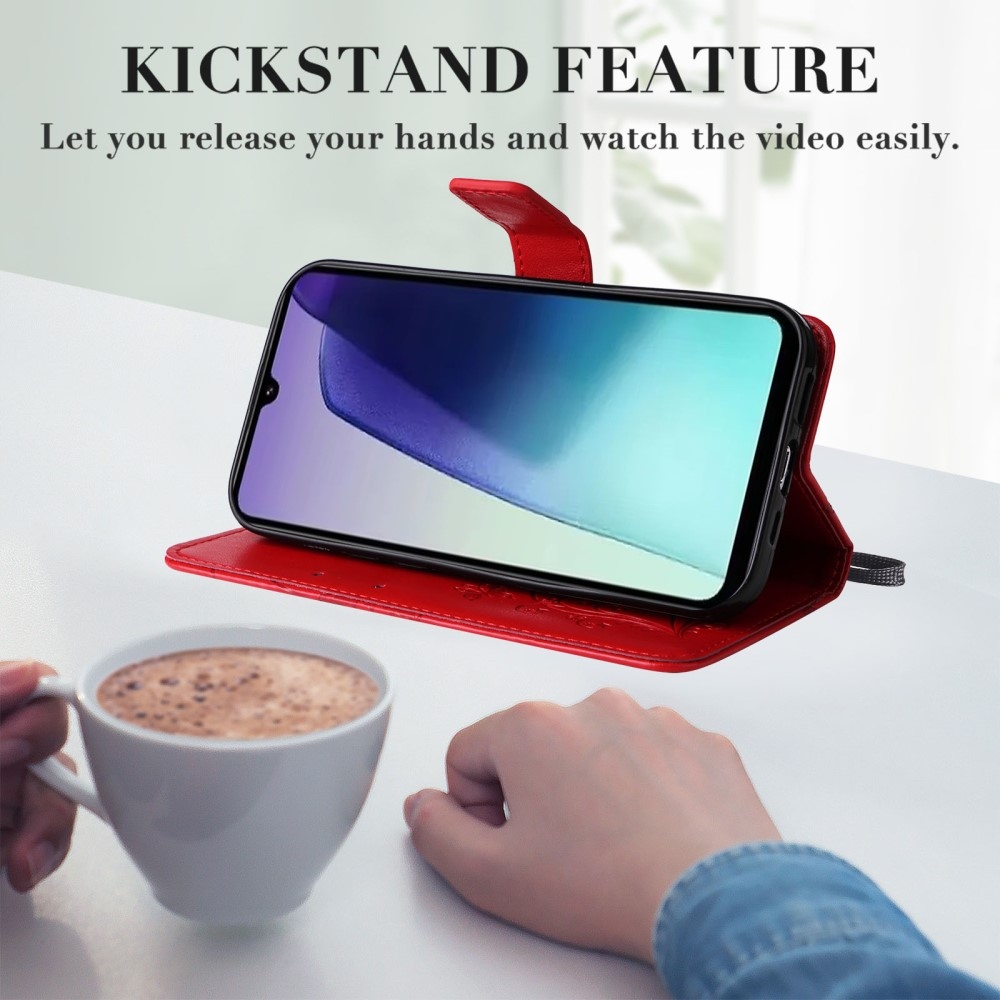 Big Butterfly knížkové pouzdro na Xiaomi Redmi 14C/Poco C75 - červené
