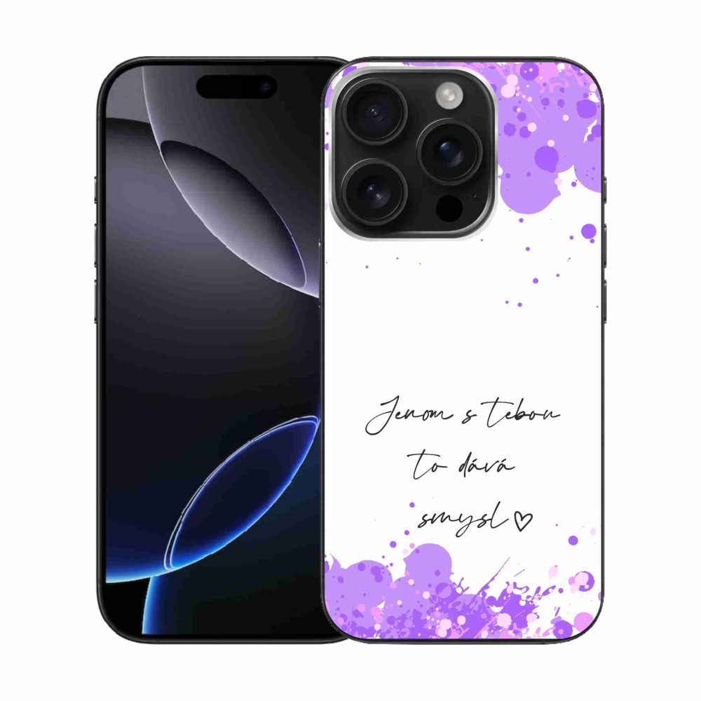 Gelový kryt mmCase na iPhone 16 Pro - zamilovaný text bílé pozadí