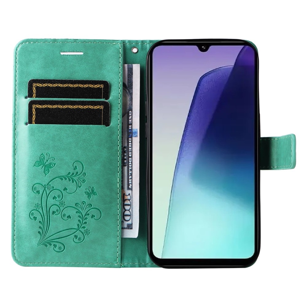 Big Butterfly knížkové pouzdro na Xiaomi Redmi 14C/Poco C75 - modrozelené