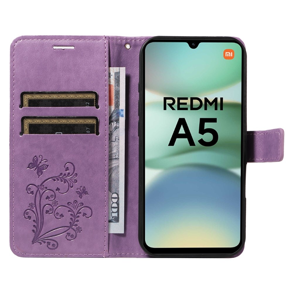 Big Butterfly knížkové pouzdro na Xiaomi Redmi A5 (171.7x77.8x8.3mm) - fialové