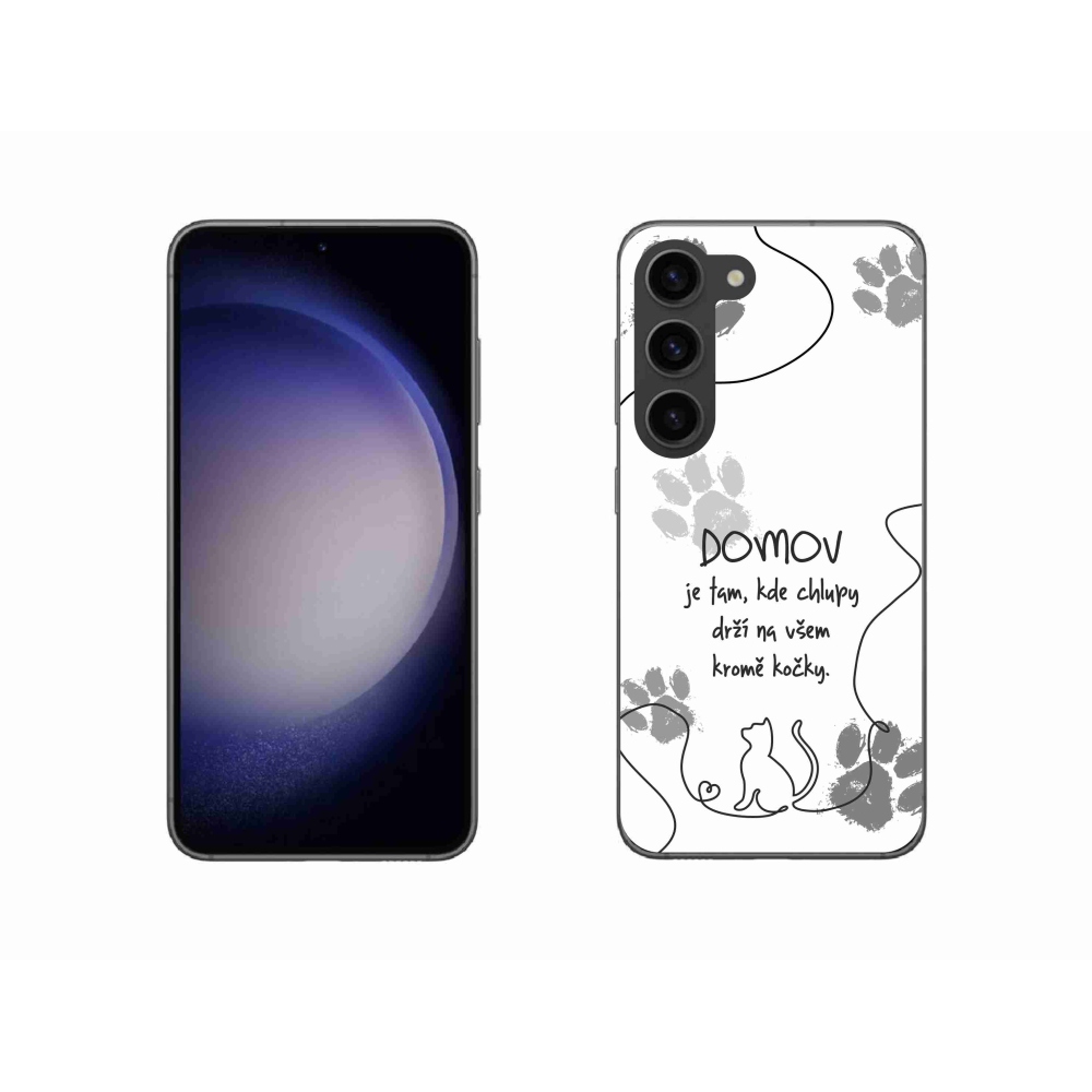 Gelový kryt mmCase na Samsung Galaxy S23 5G - kočičí motiv bílé pozadí
