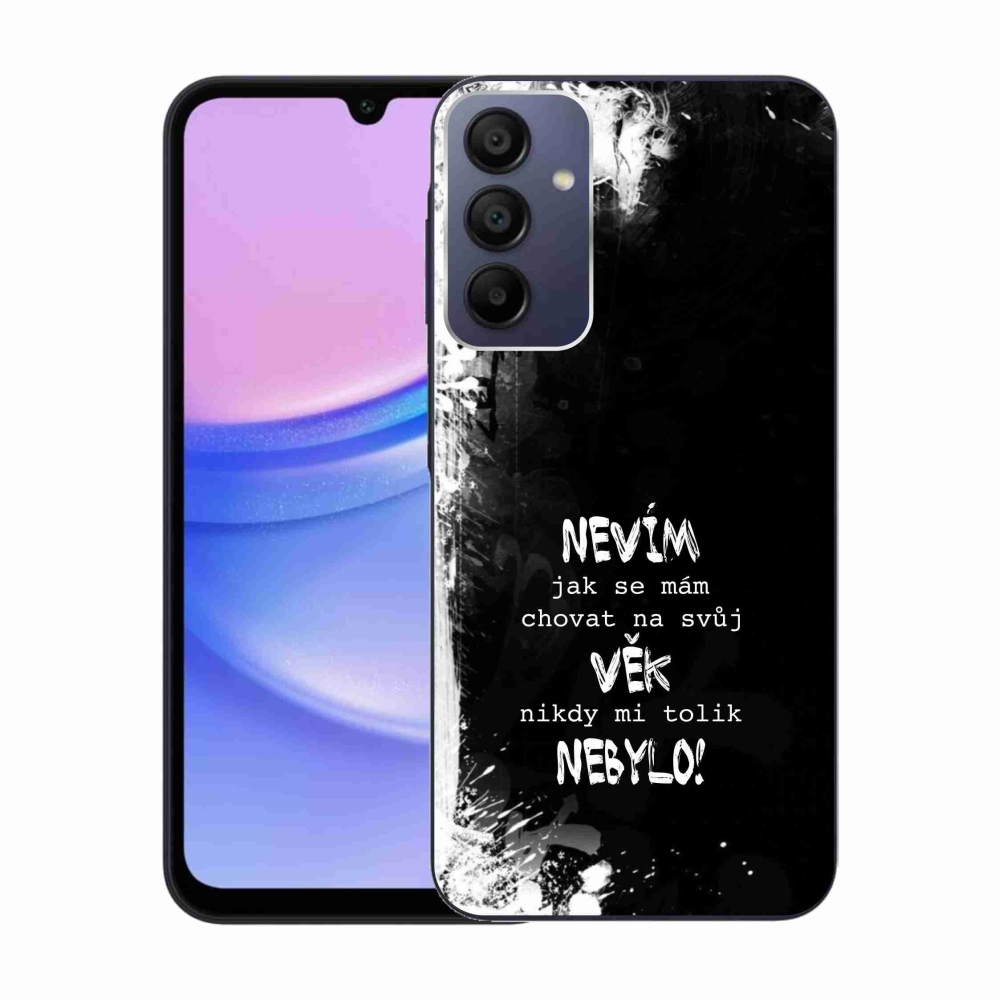 Gelový kryt mmCase na Samsung Galaxy A15 4G/5G - vtipný text 14 černé pozadí
