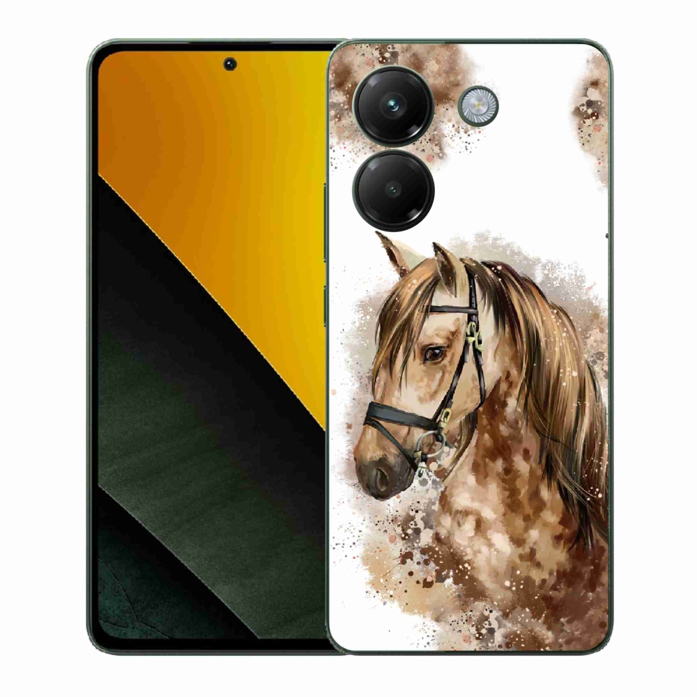 Gelový kryt mmCase na Xiaomi Poco M7 Pro 5G - hnědý kreslený kůň