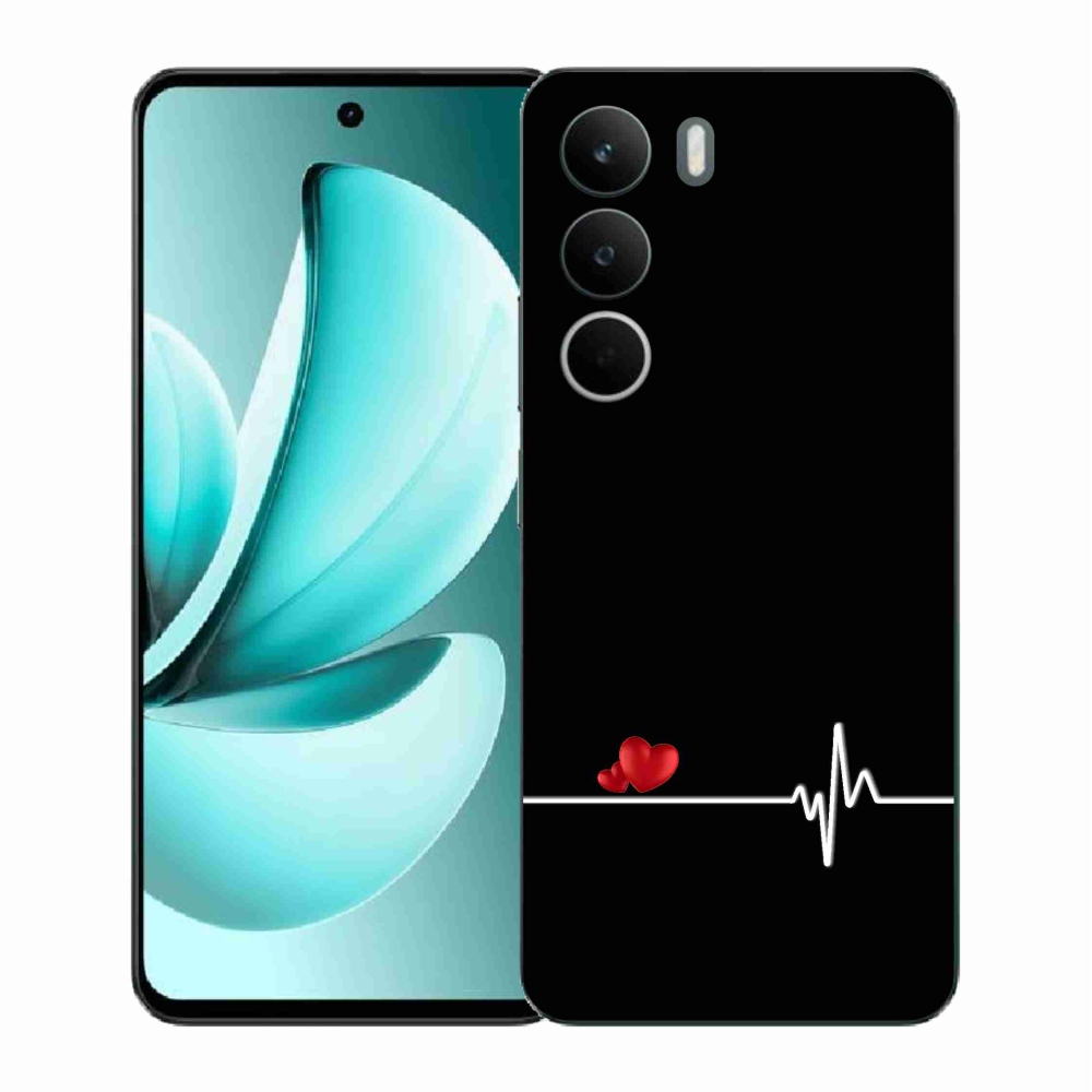Gelový kryt mmCase na Realme C71 - srdce a tep černé pozadí