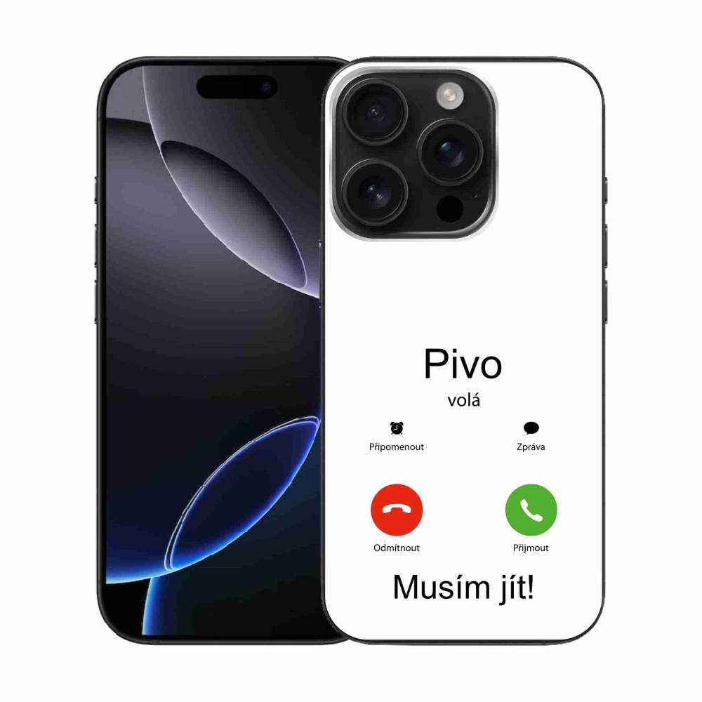 Gelový kryt mmCase na iPhone 16 Pro - pivo volá bílé pozadí