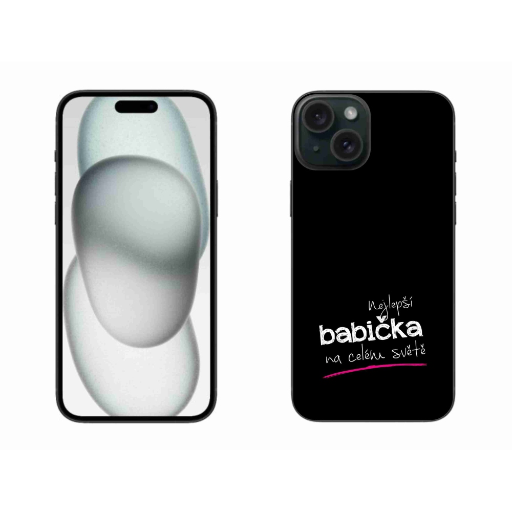Gelový kryt mmCase na iPhone 15 Plus - nejlepší babička 4 černé pozadí