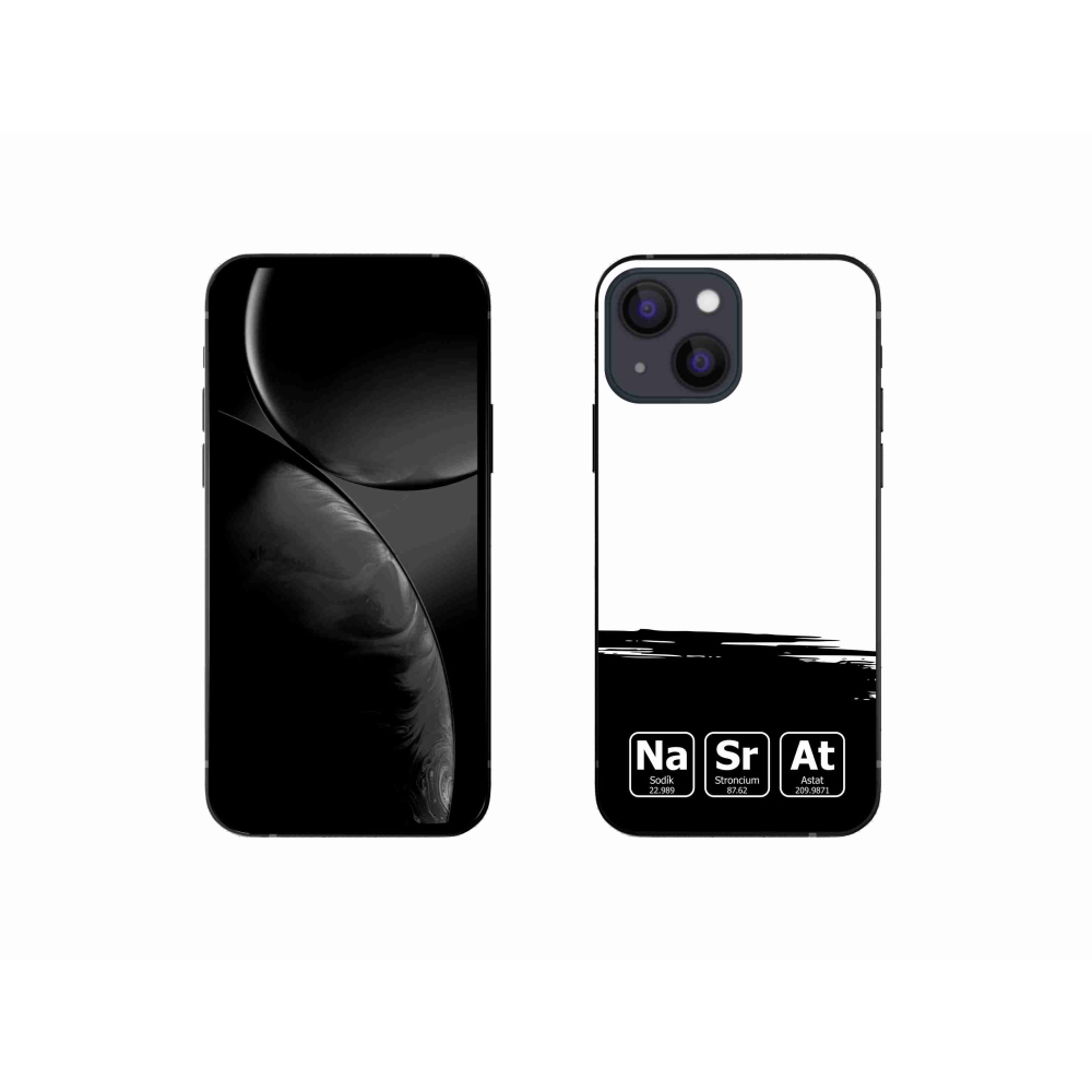 Gelový kryt mmCase na iPhone 13 mini 5.4 - chemické prvky černobílé pozadí
