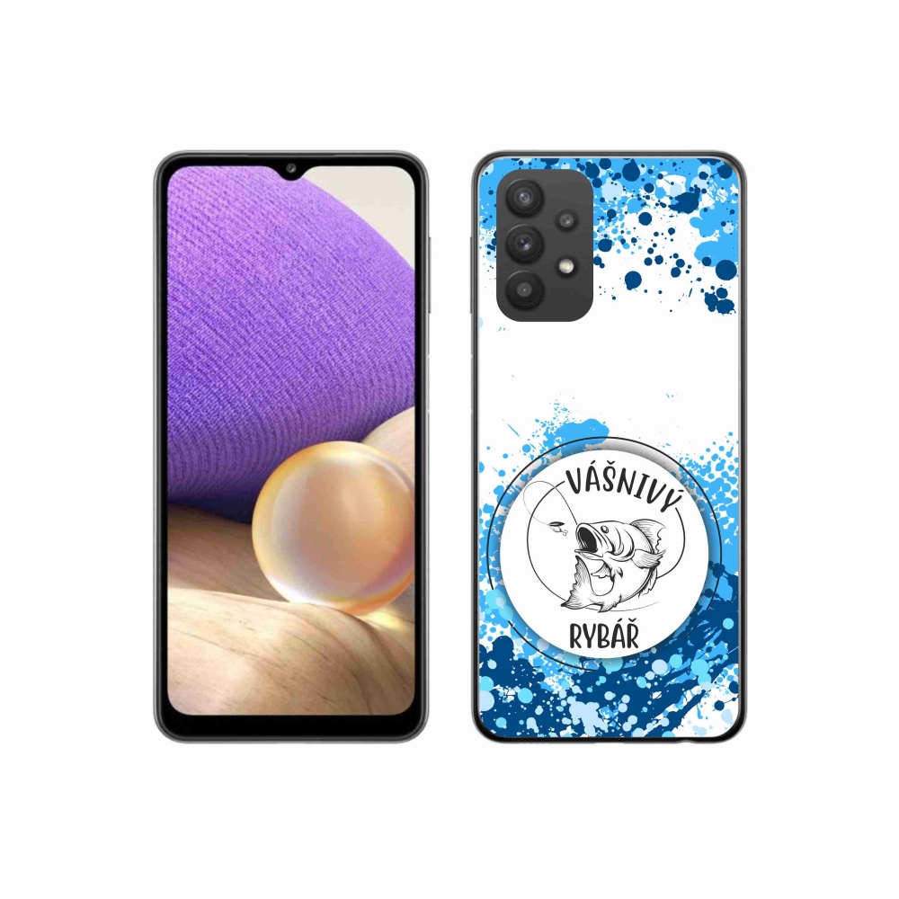 Gelový kryt mmCase na Samsung Galaxy A32 5G - vášnivý rybář bílé pozadí