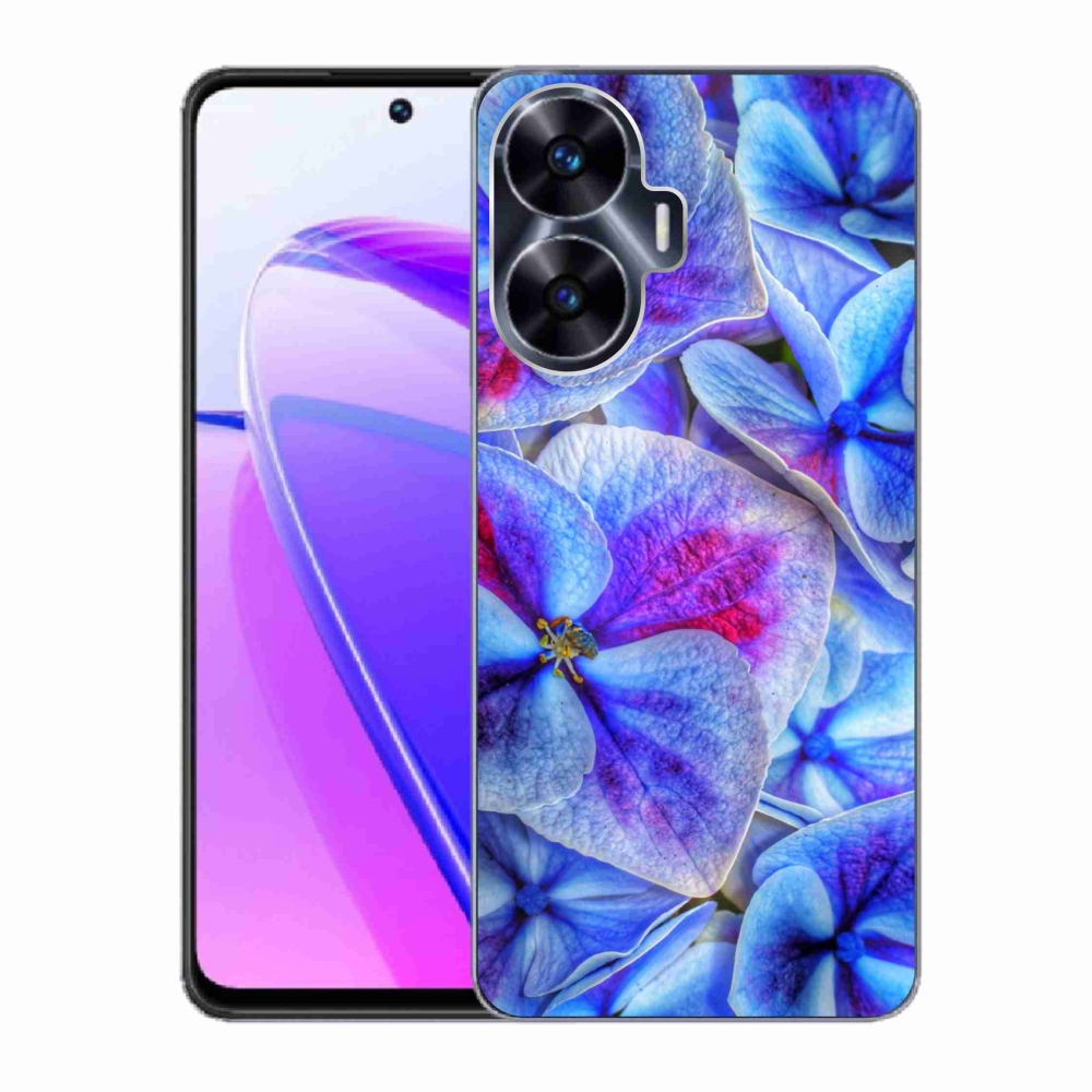 Gelový kryt mmCase na Realme C55 - modré květy 1