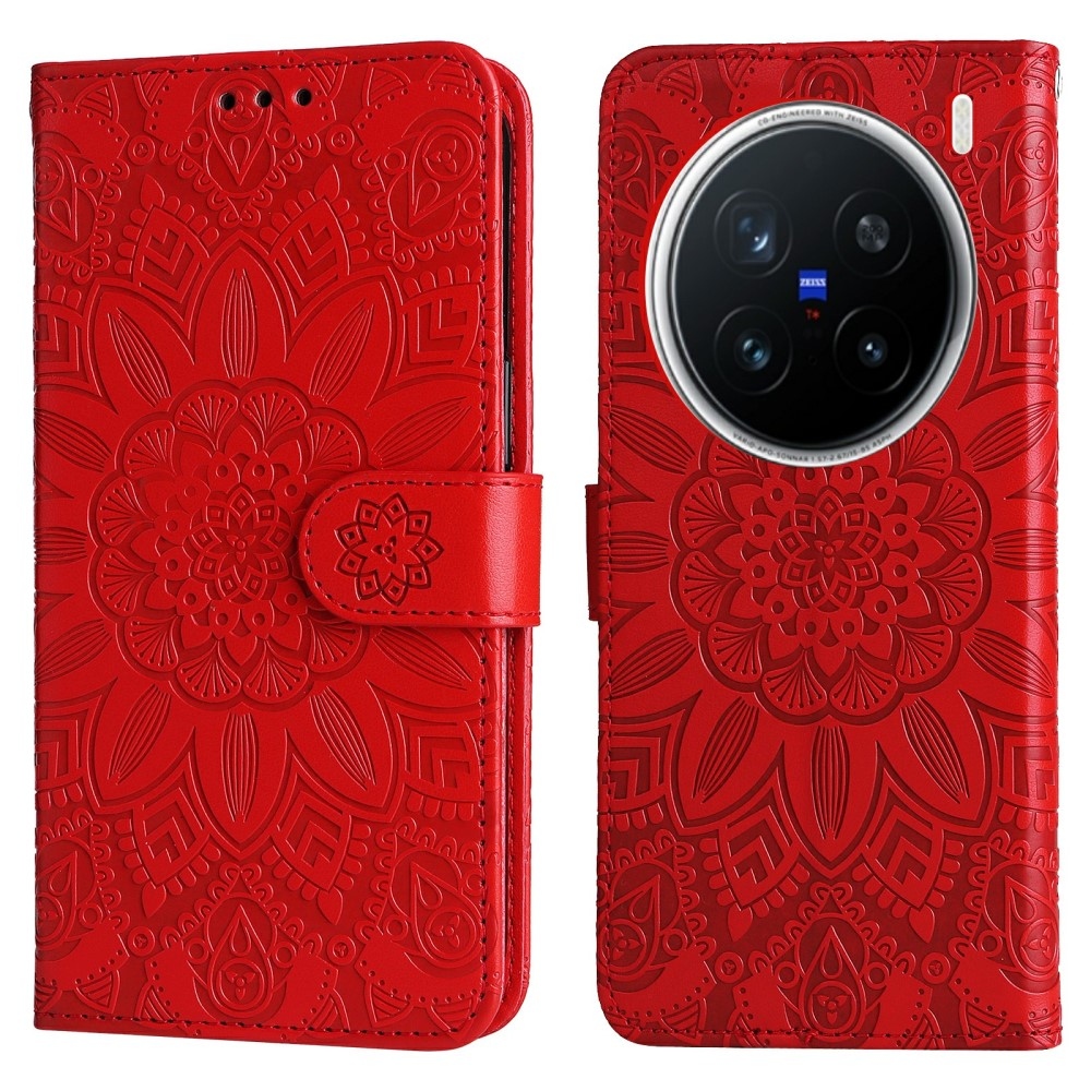 Sunflower knížkové pouzdro na Vivo X200 Pro 5G - červené