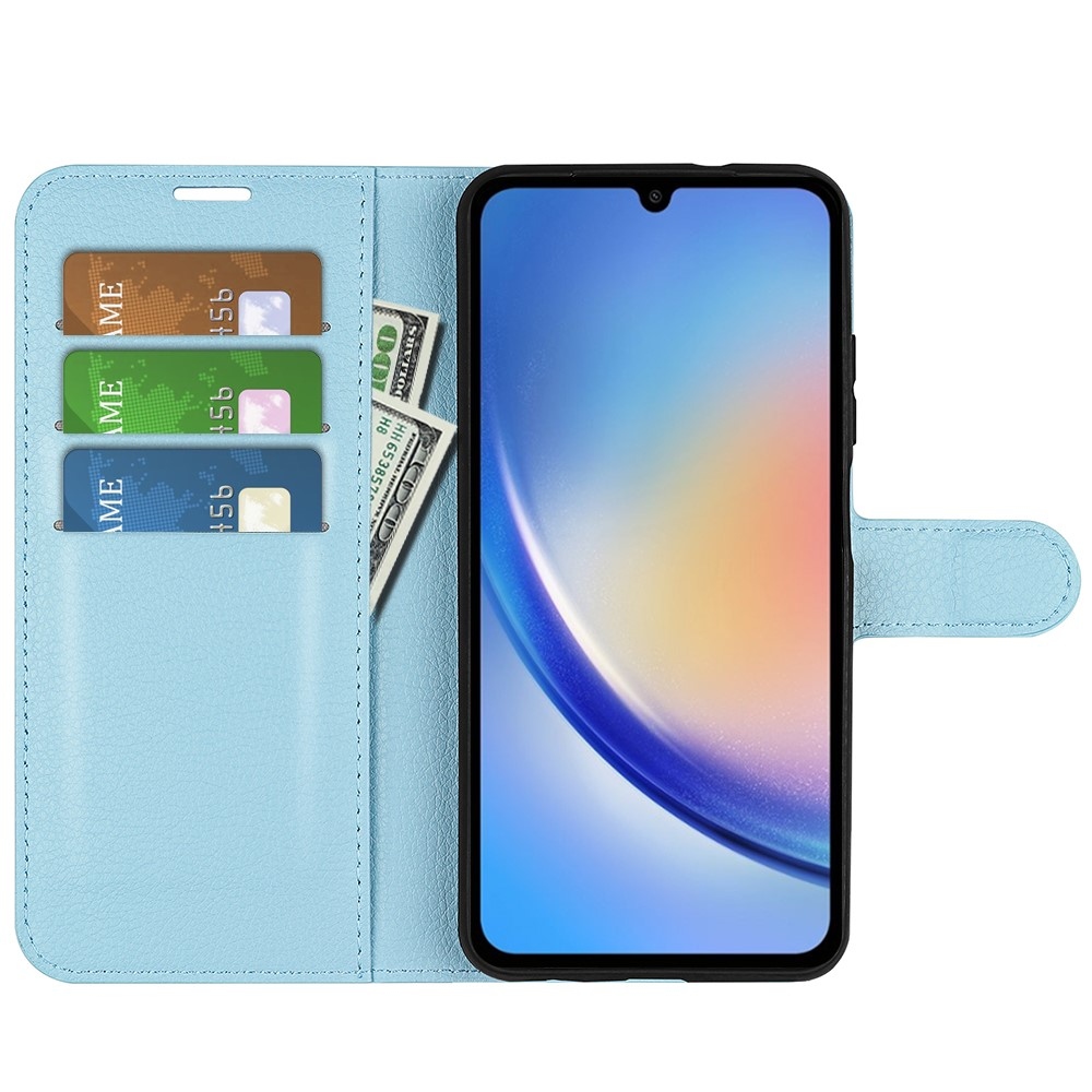 Litchi knížkové pouzdro na Samsung Galaxy A35 5G - modré