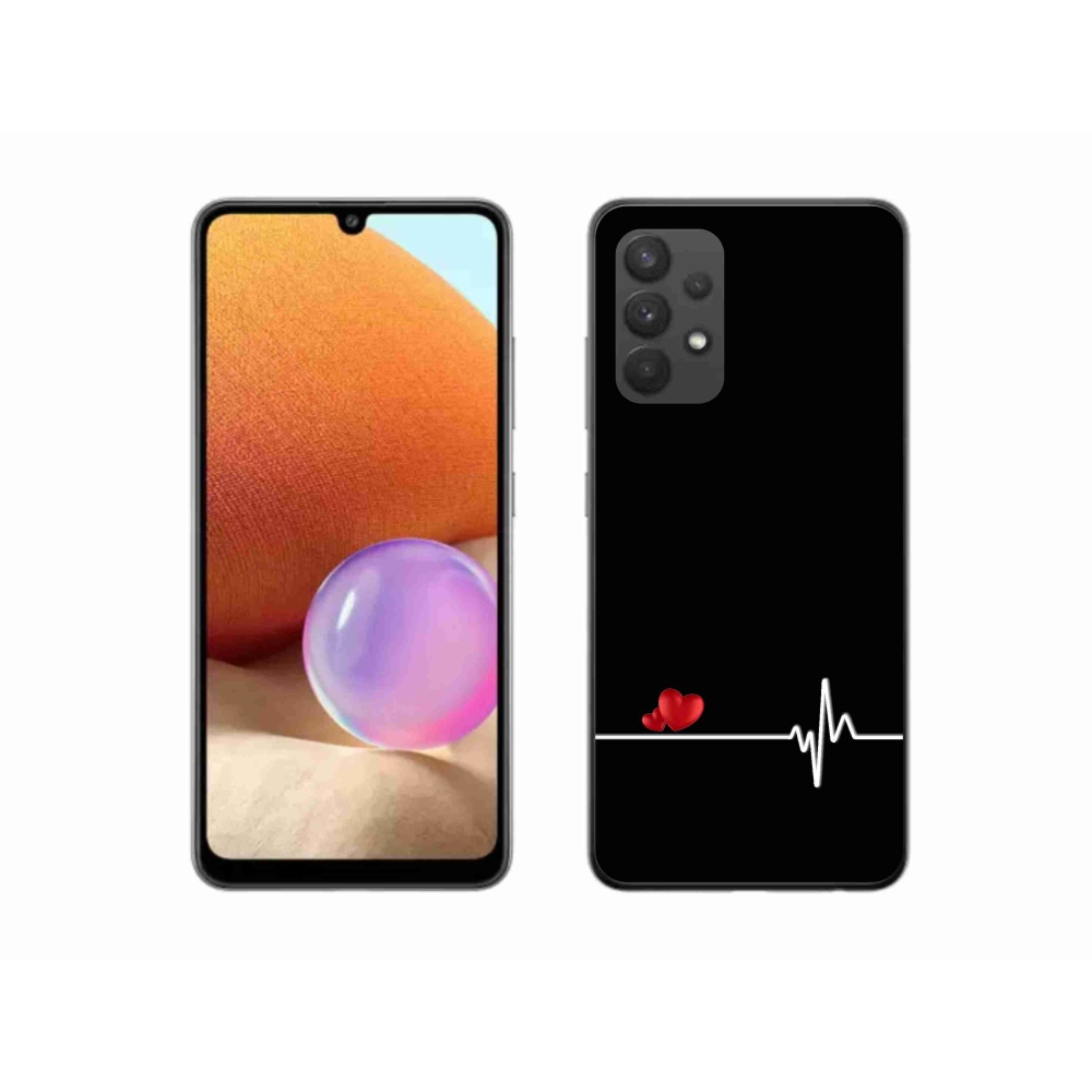 Gelový kryt mmCase na Samsung Galaxy A32 4G - srdce a tep černé pozadí