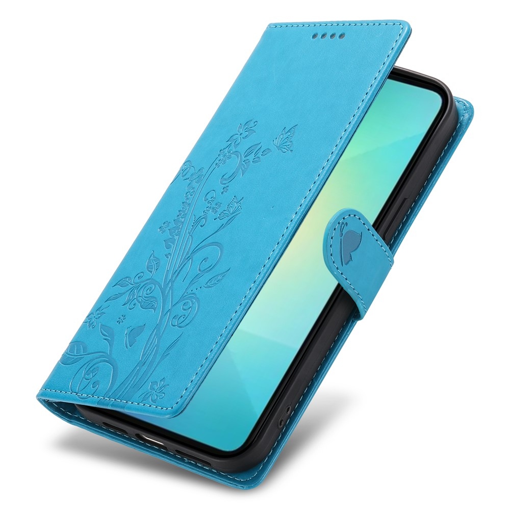 Flowery knížkové pouzdro na Samsung Galaxy A07 4G - modré