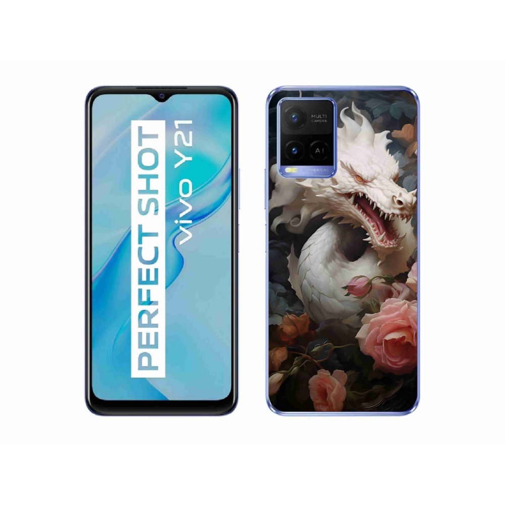 Gelový kryt mmCase na Vivo Y21/Y21s/Y33s - bílý drak