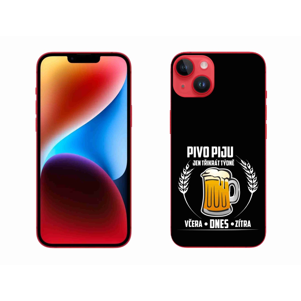 Gelový kryt mmCase na iPhone 14 Plus - pivní motiv černé pozadí