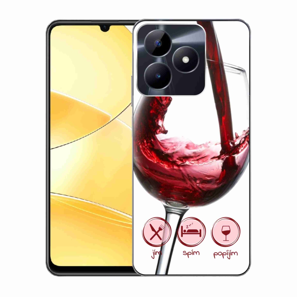Gelový obal mmCase na Realme C51/C53 - sklenička vína červené