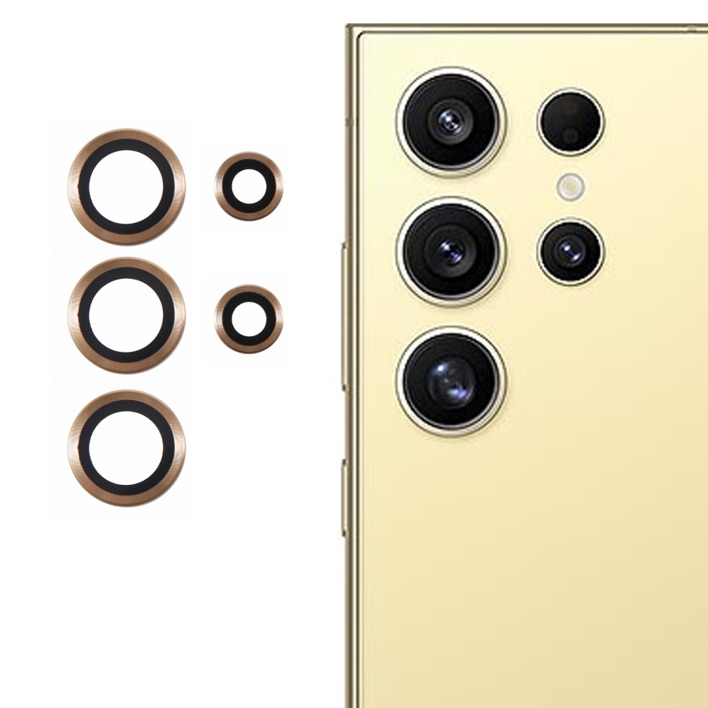 Metal sklo čočky fotoaparátu na Samsung Galaxy S25 Ultra (3 samostatná skla) - zlaté