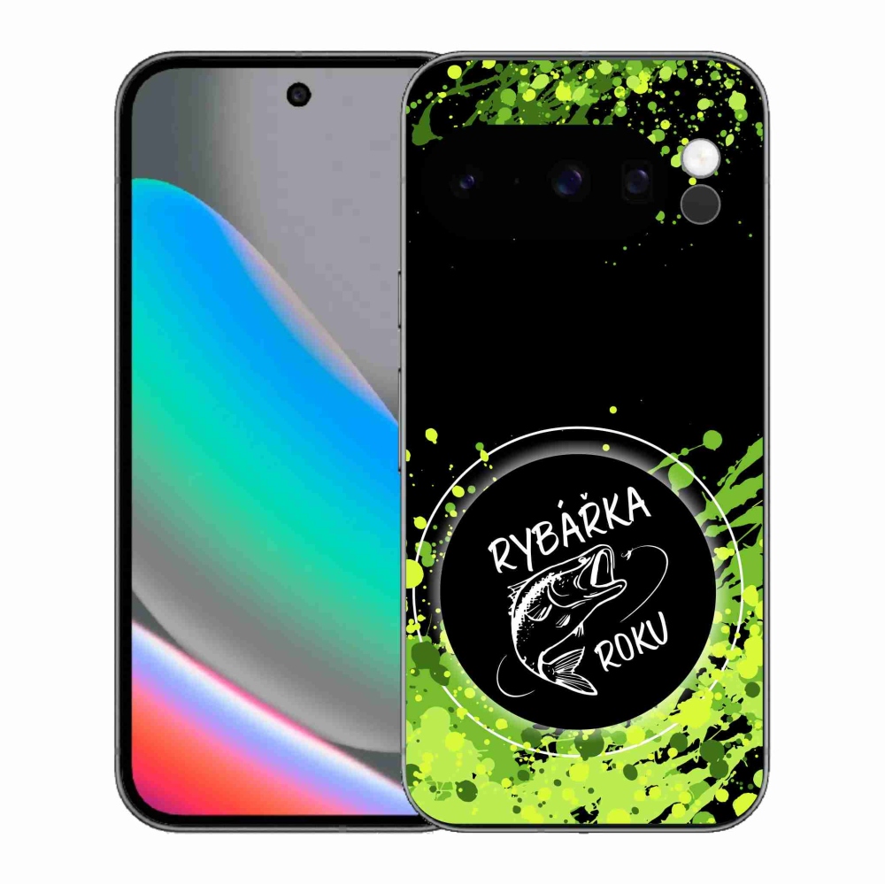 Gelový kryt mmCase na Google Pixel 10 Pro - rybářka roku černé pozadí