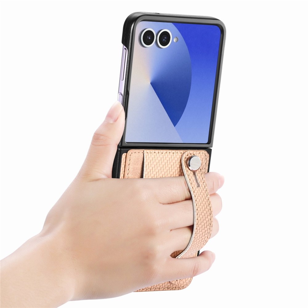 Wrisat plastový kryt s umělou kůží na Samsung Galaxy Z Flip7 5G - khaki