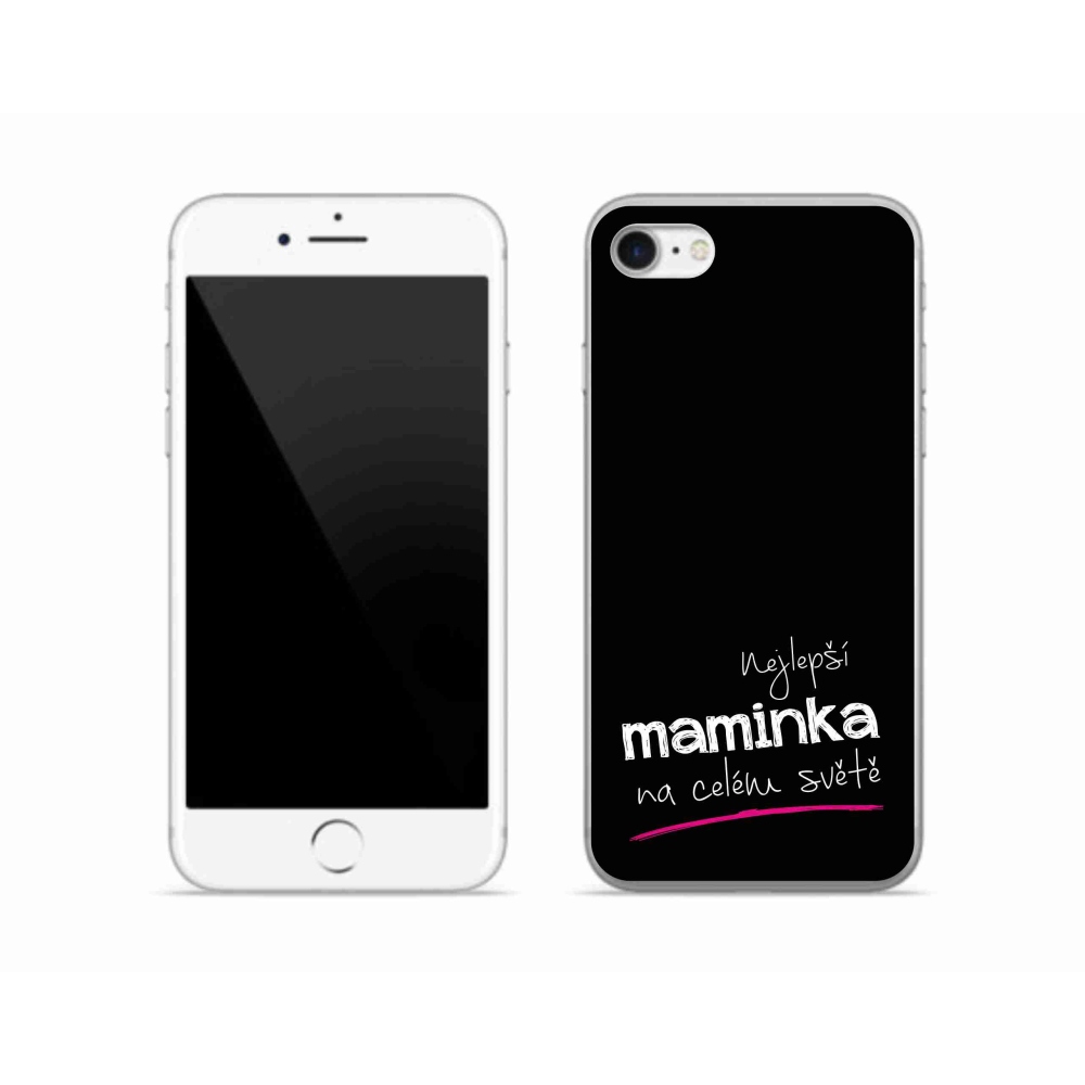 Gelový kryt mmCase na iPhone SE (2022) - nejlepší maminka 4 černé pozadí