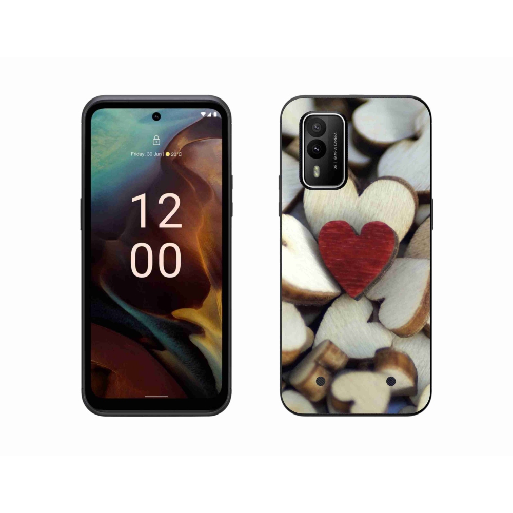 Gelový kryt mmCase na Nokia XR21 - gravírované červené srdce 